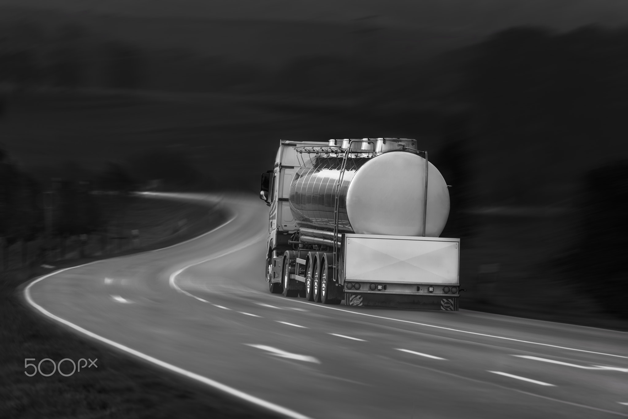 Tanker truck in motion