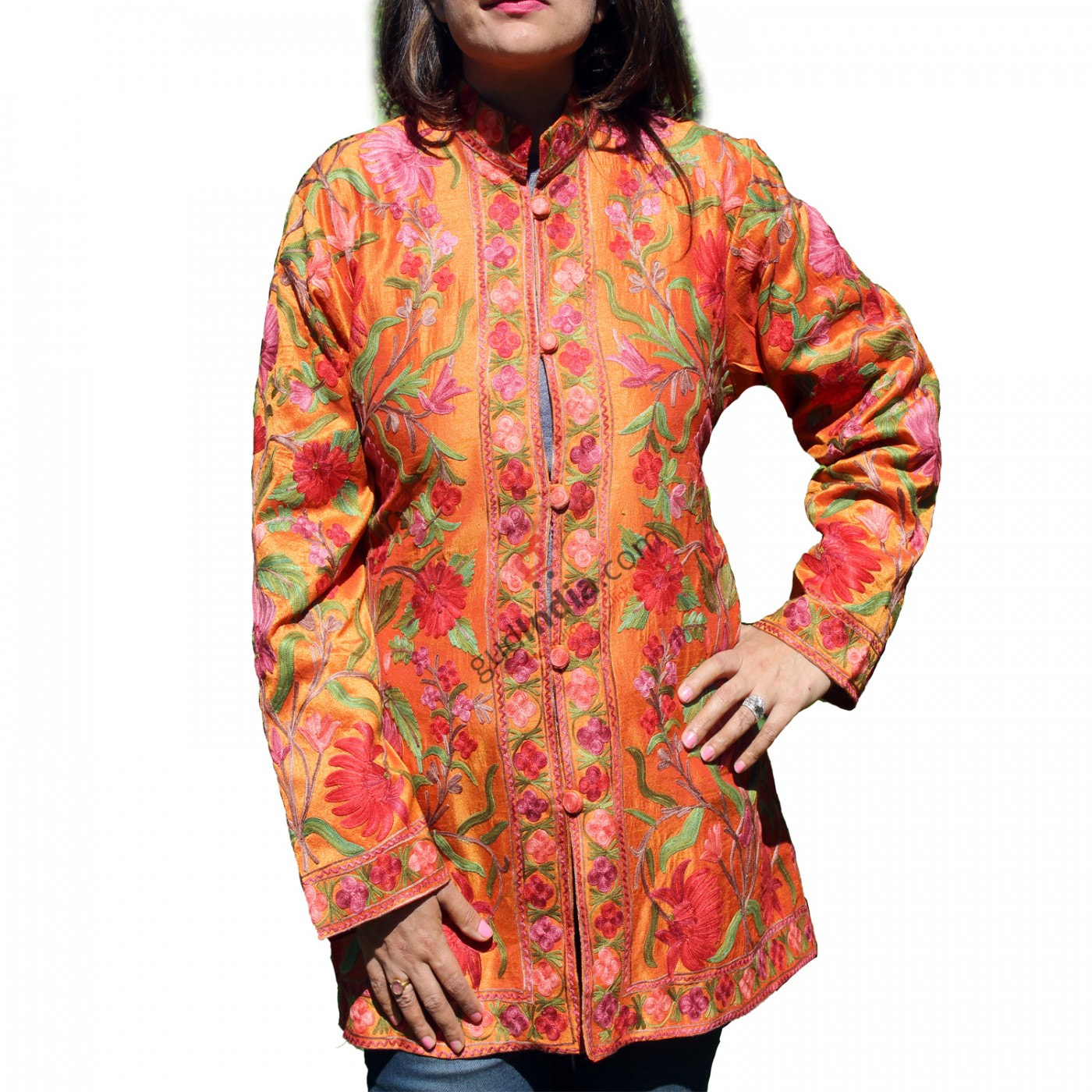 Embroidered Silk Jacket - Gud India