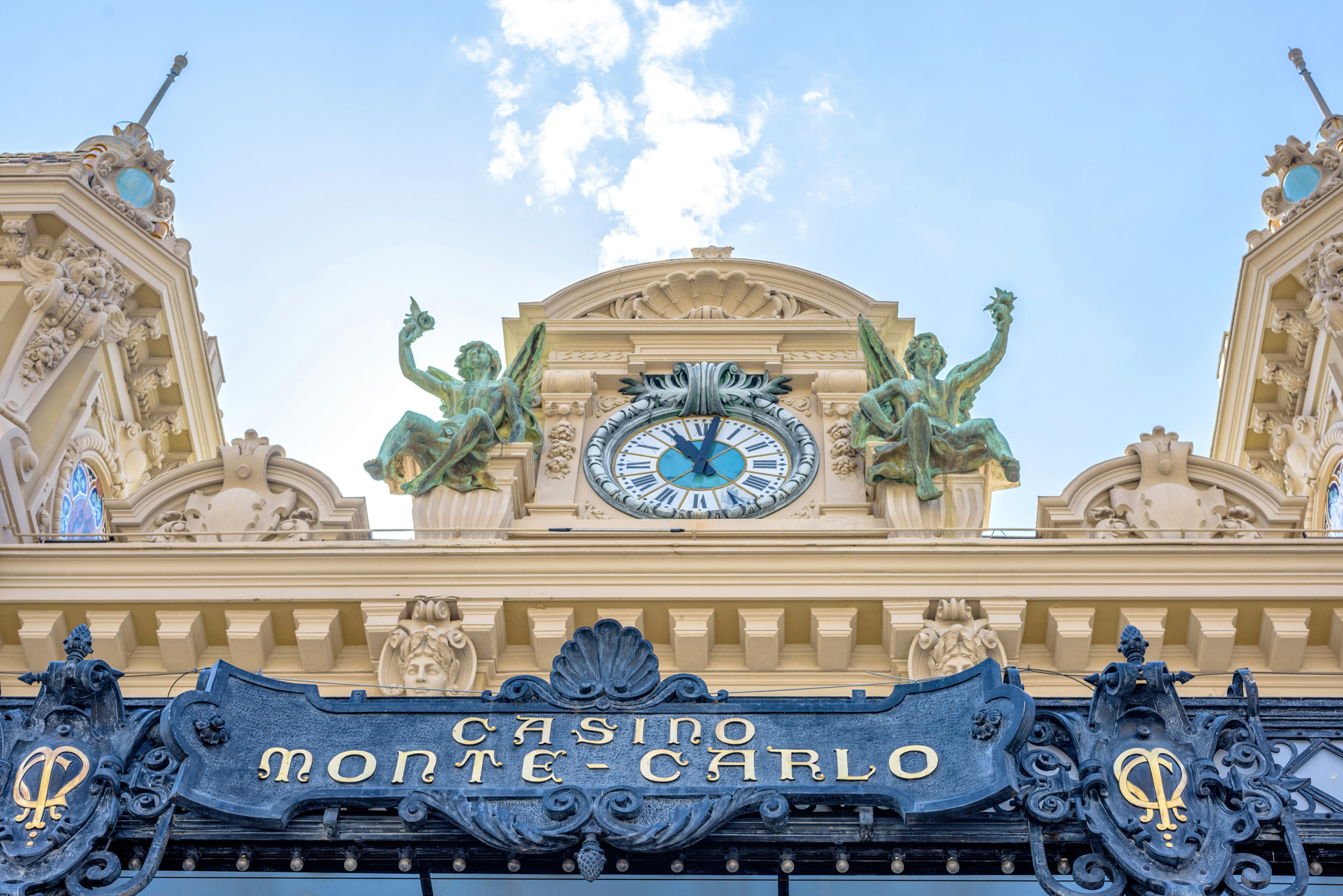 View from bottom to Monte-Carlo Casino facade