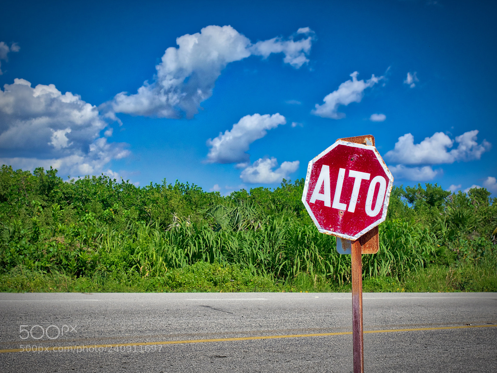 Olympus OM-D E-M1 sample photo. Cozumel stop sign photography