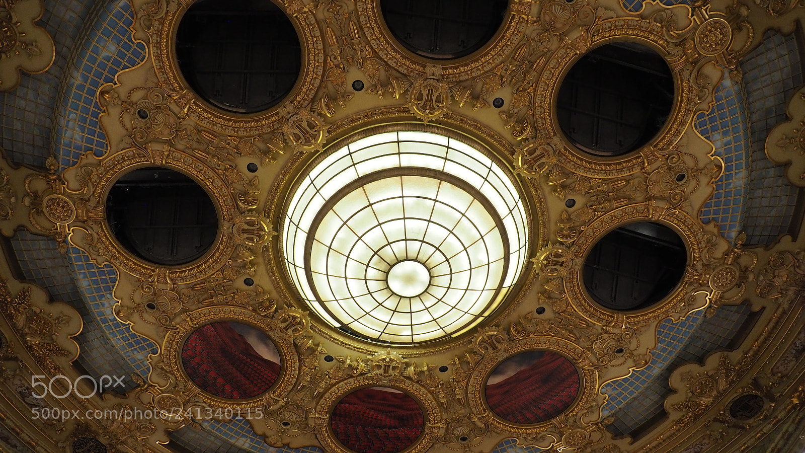 Olympus OM-D E-M10 sample photo. Barcelona opera hall ceiling photography