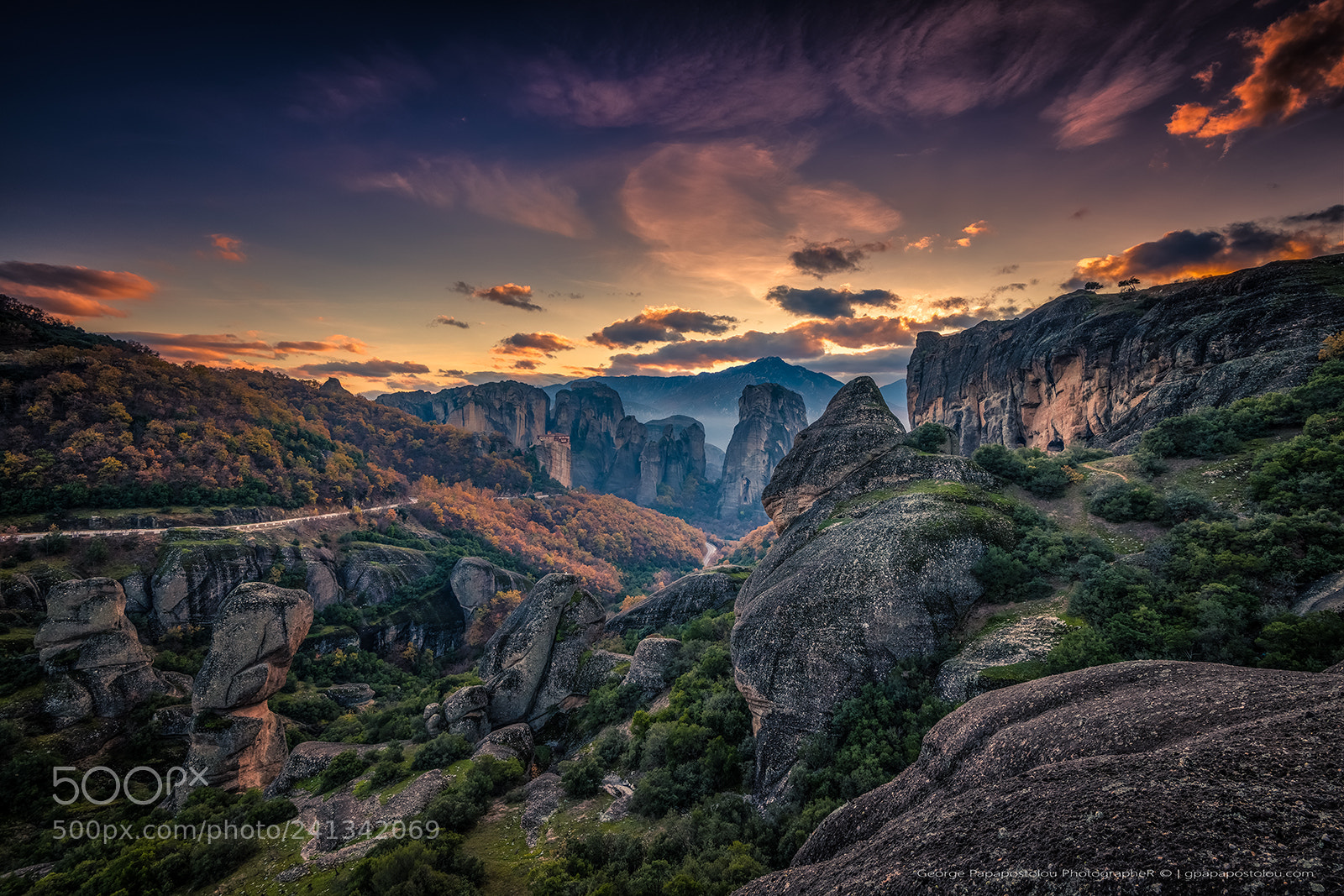 Nikon D850 sample photo. Sunset in meteora greece photography