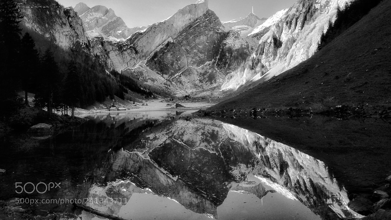 Nikon D90 sample photo. Seealpsee bw photography