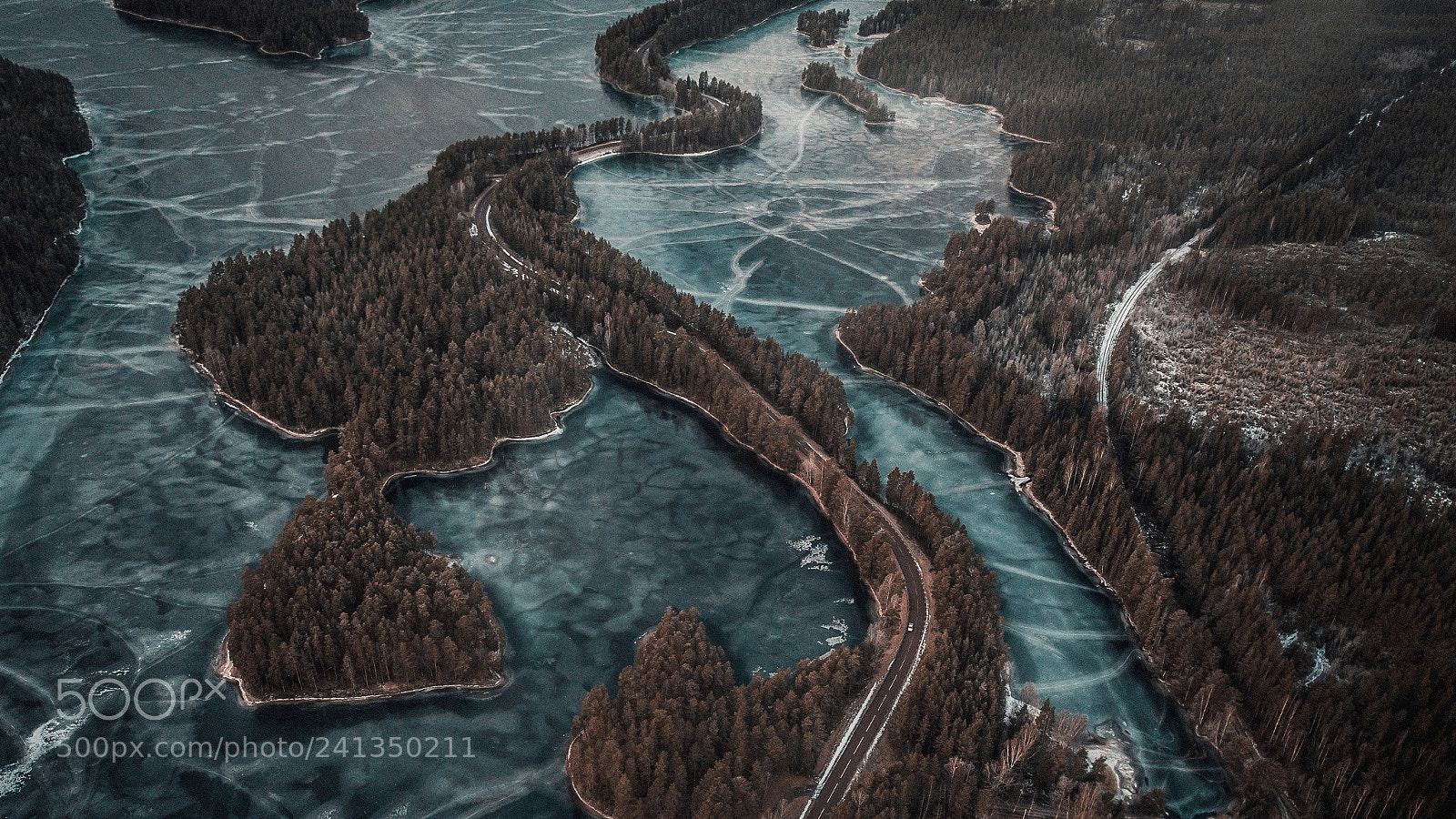 DJI FC220 sample photo. Frozen lakes & winding roads photography