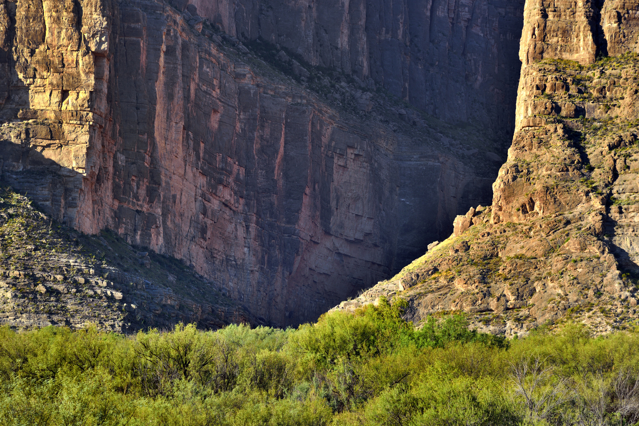 Nikon D800E + Nikon AF-S Nikkor 24-120mm F4G ED VR sample photo. Zoomed in to show just hint of immense cliff walls photography