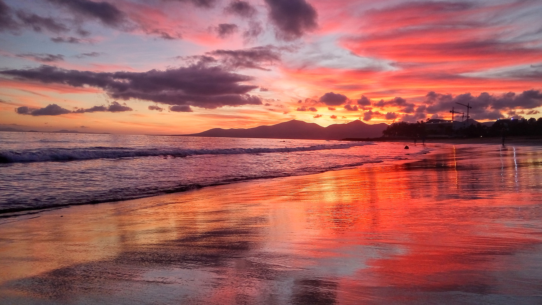 Xiaomi HM Note 2 sample photo. Red sunset over the atlantic ocean on lanzarote photography
