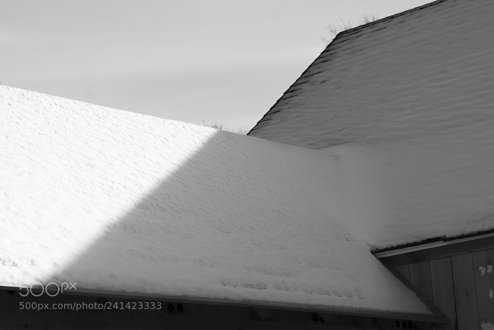 Pentax K-1 sample photo. Converging rooflines with snow photography