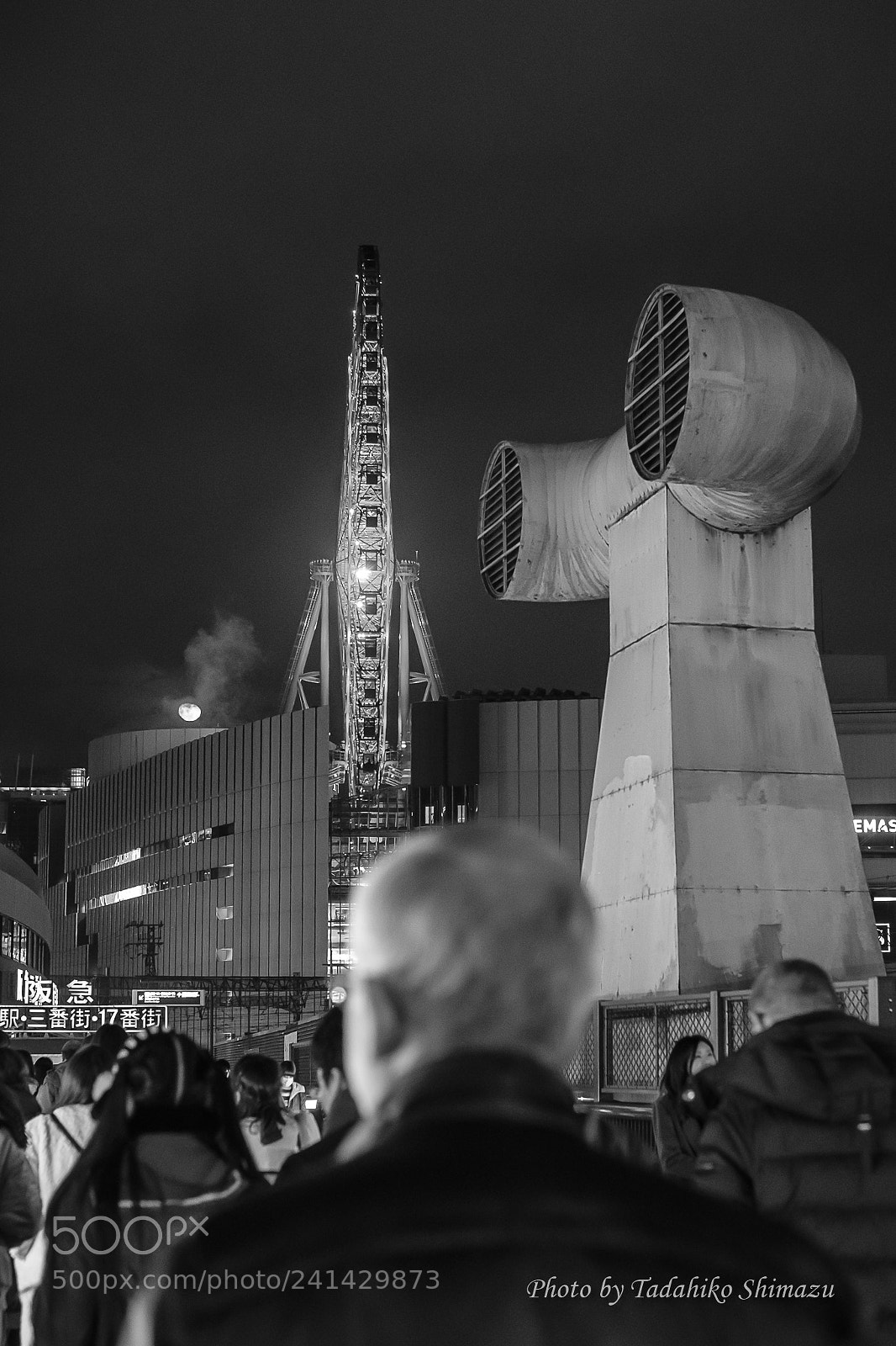 Fujifilm X-T2 sample photo. Moon & ferris wheel photography