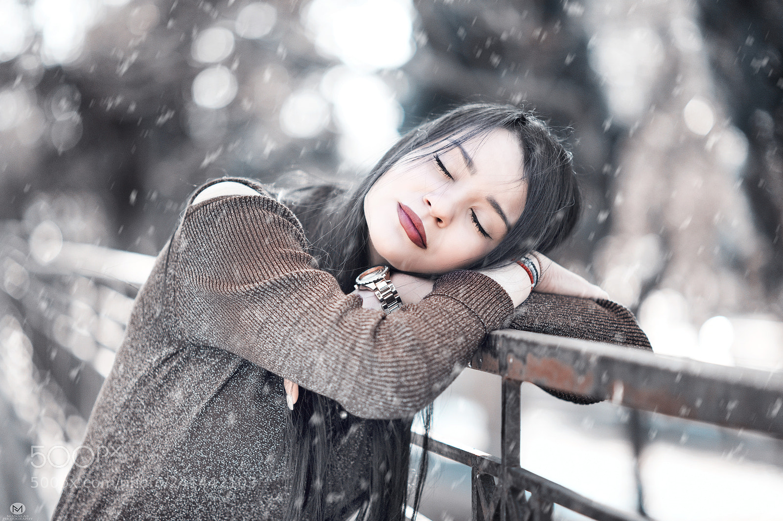 Nikon D850 sample photo. Good sleep snow woman photography