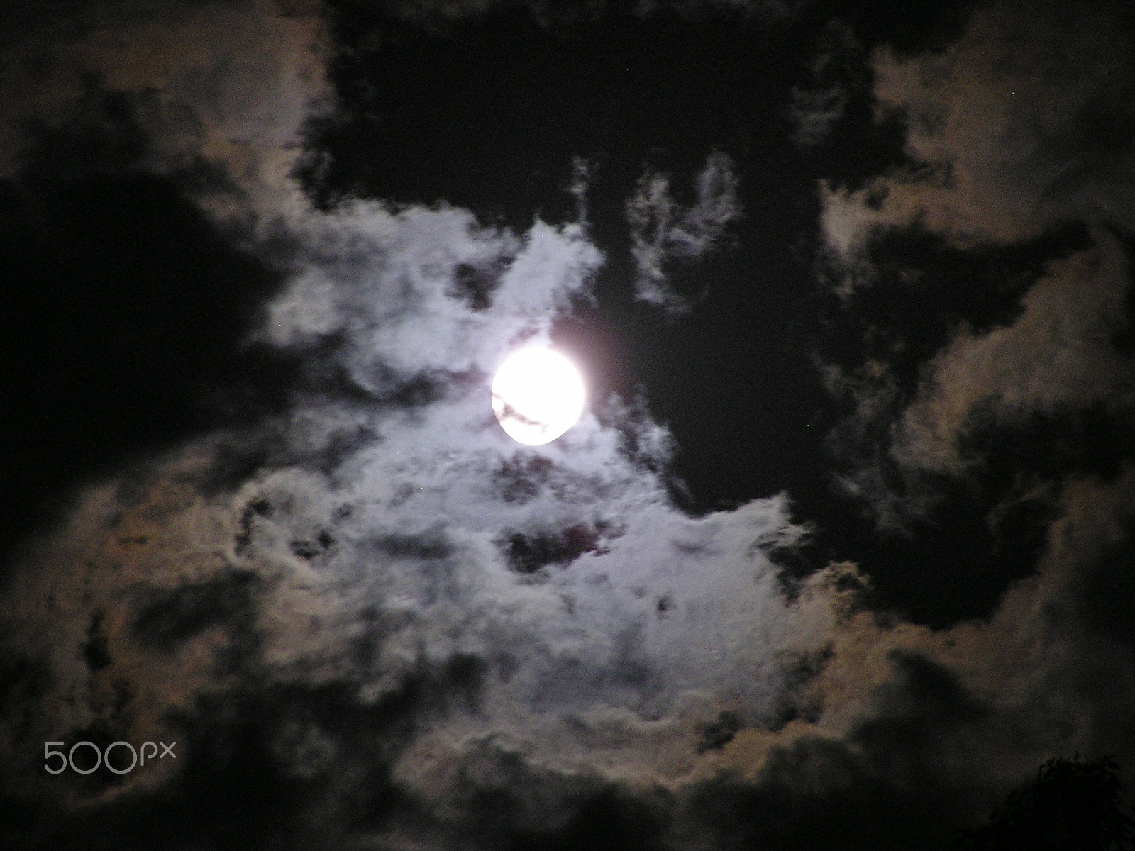 Olympus C740UZ sample photo. Moon and clouds photography