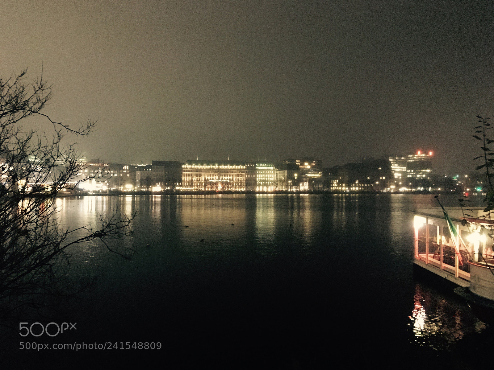 Apple iPhone SE sample photo. Hamburg alster at night photography