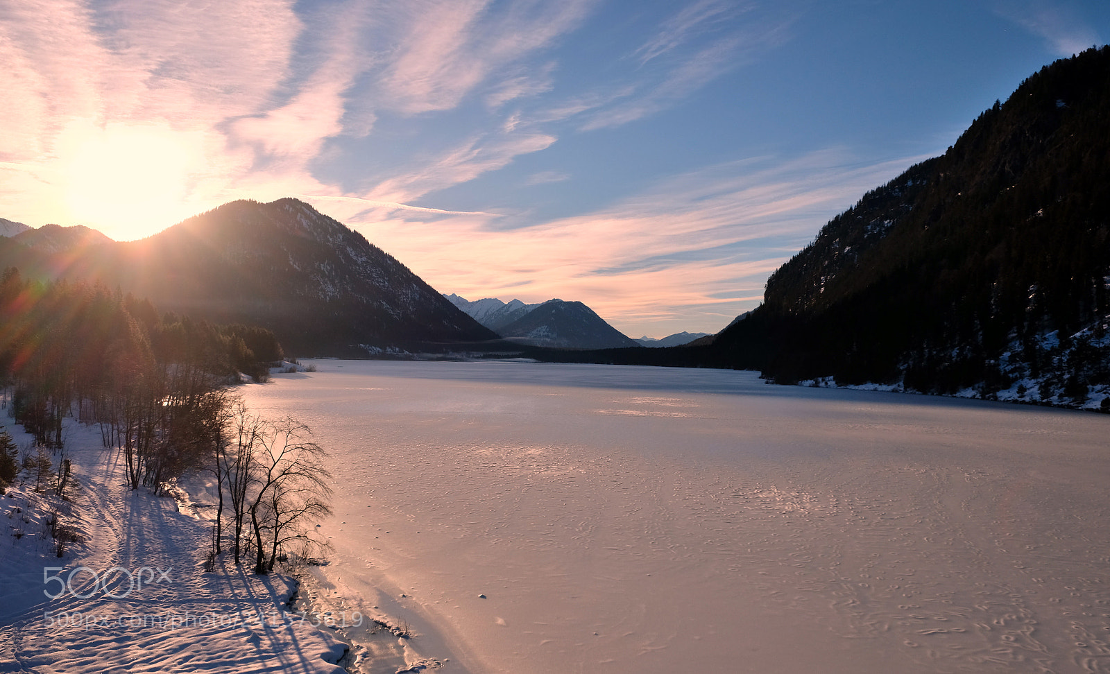 Fujifilm X-T1 sample photo. Sunset over the frozen photography