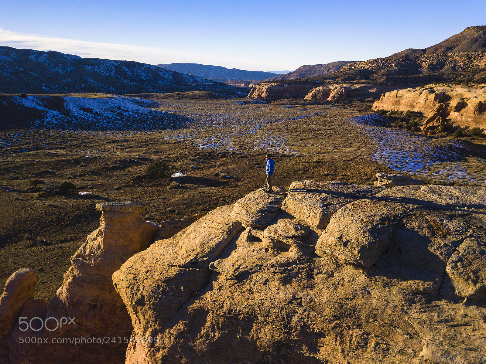 DJI FC220 sample photo. Hiker on red rock photography