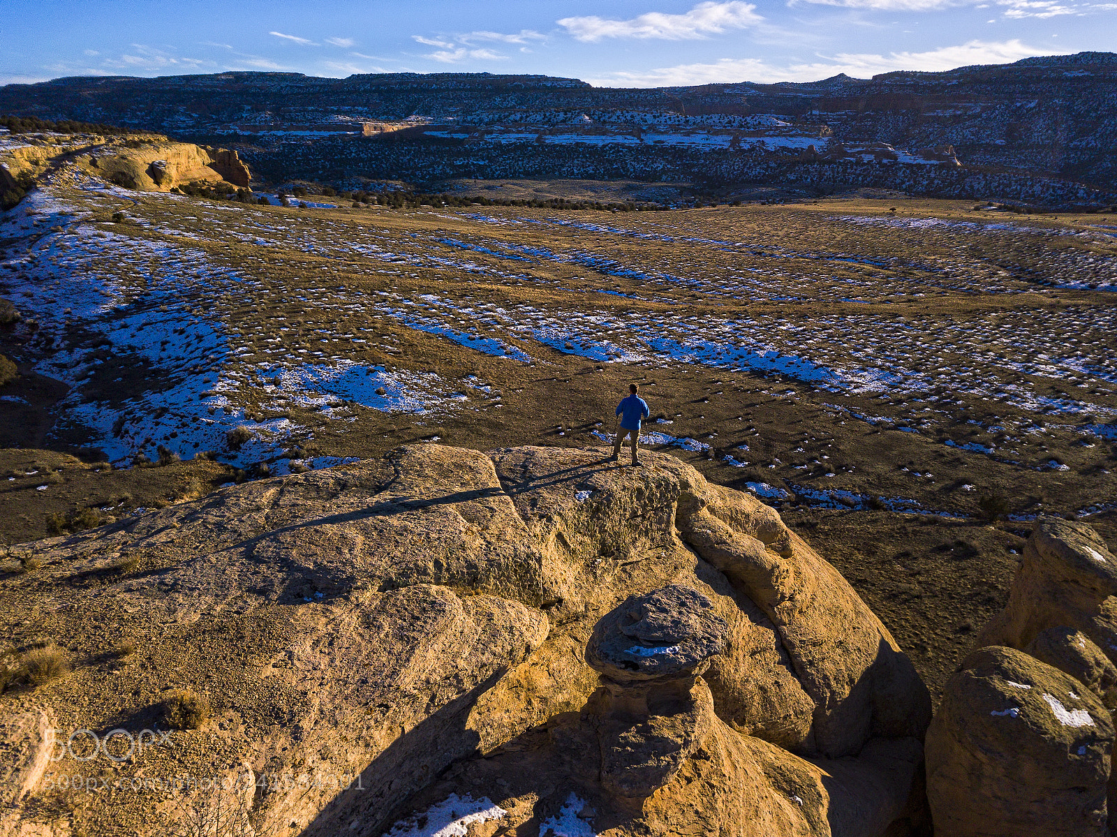 DJI FC220 sample photo. Hiker on red rock photography