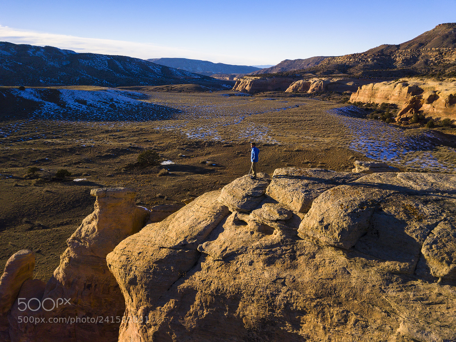 DJI FC220 sample photo. Hiker on red rock photography