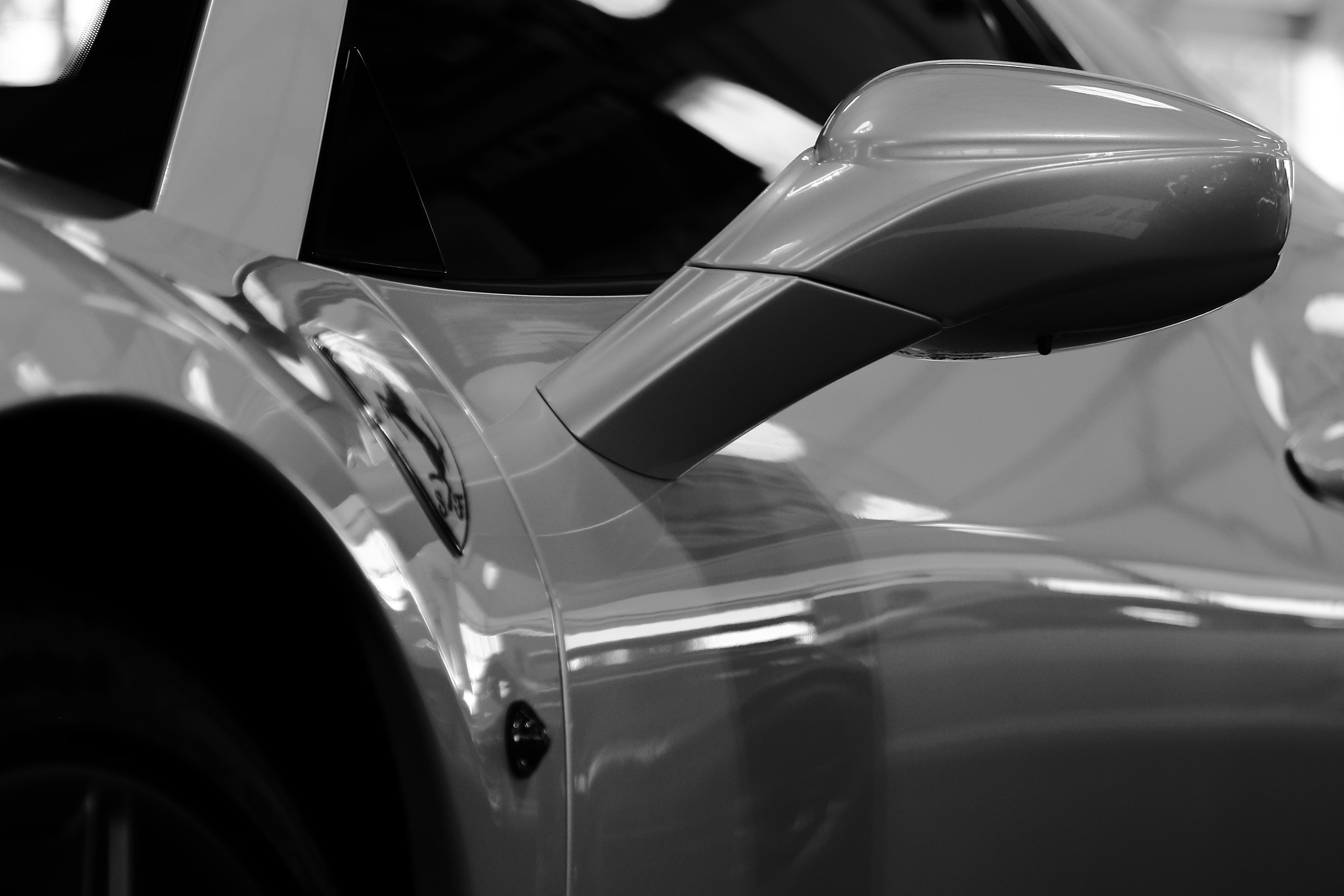 Canon EF 70-300mm F4-5.6 IS USM sample photo. Ferrari 458a especiale in bw photography