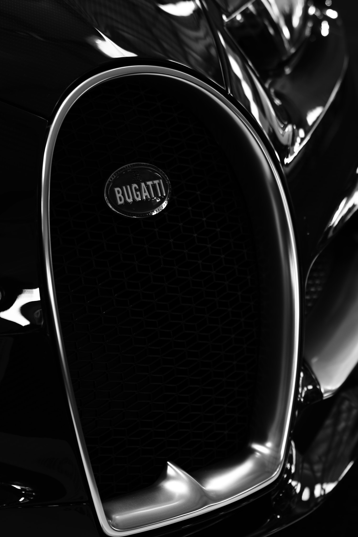 Canon EF 70-300mm F4-5.6 IS USM sample photo. Bugatti grillin bw photography