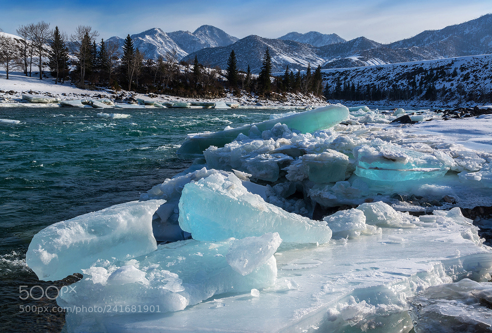 Nikon D800 sample photo. Katun river ices. altai photography