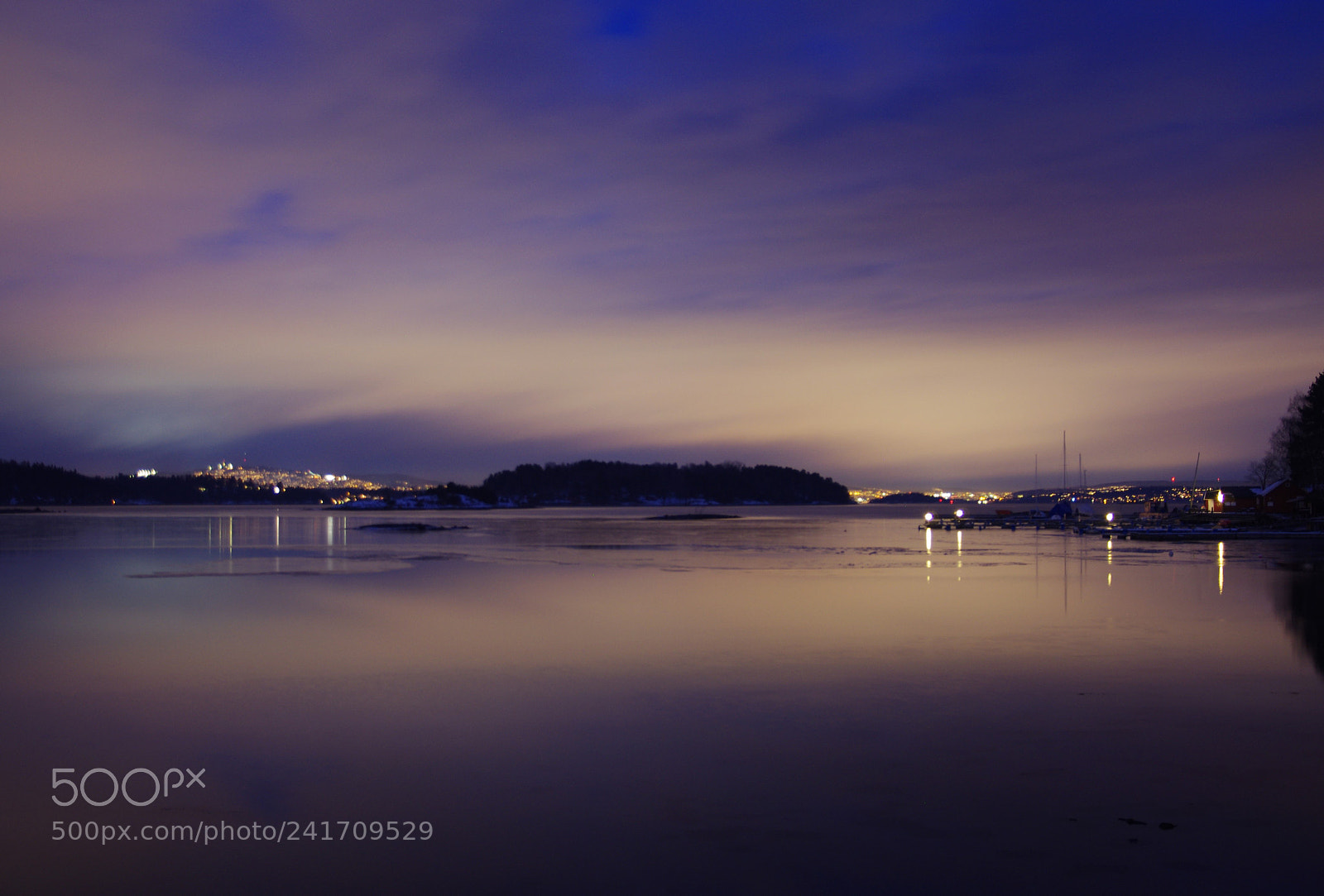 Pentax K-x sample photo. Oslofjord at night photography