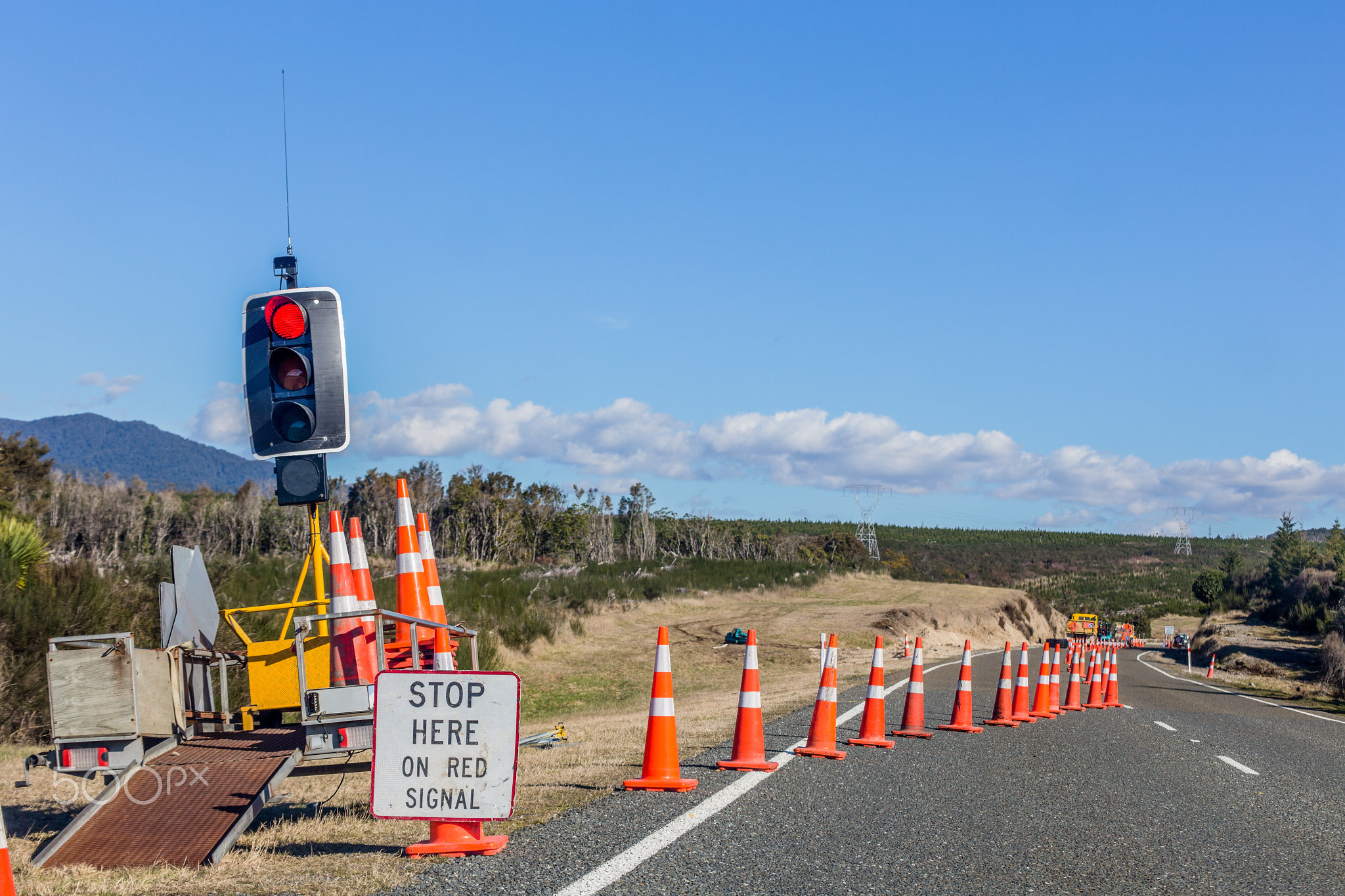 Road signs informing about detour