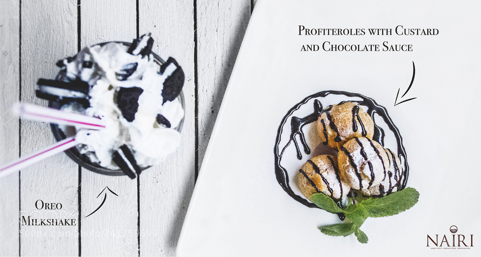 Canon EOS 550D (EOS Rebel T2i / EOS Kiss X4) sample photo. Oreo milkshake and profiteroles photography