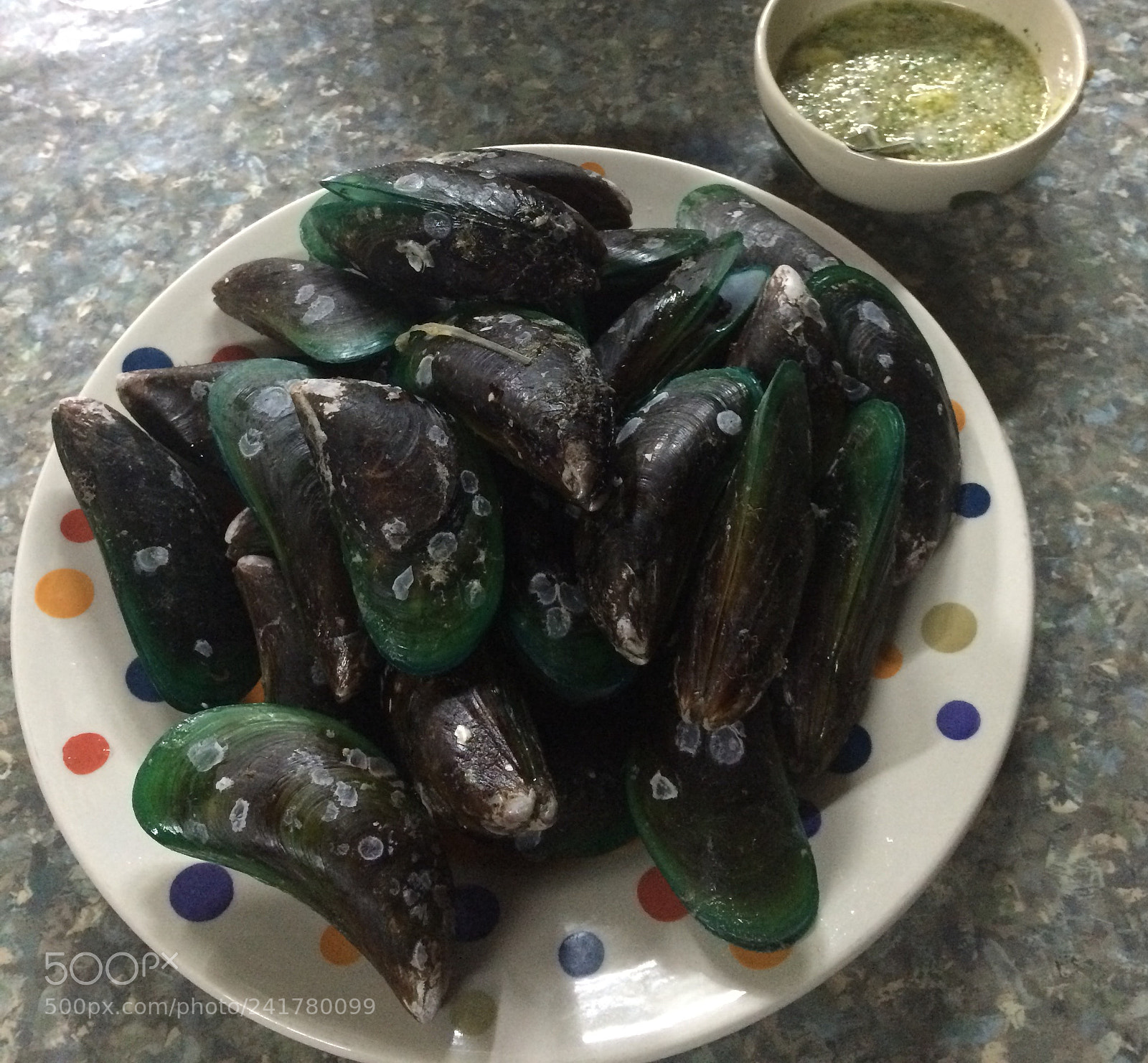 Apple iPhone 5s sample photo. Steaming mussels and dip. photography
