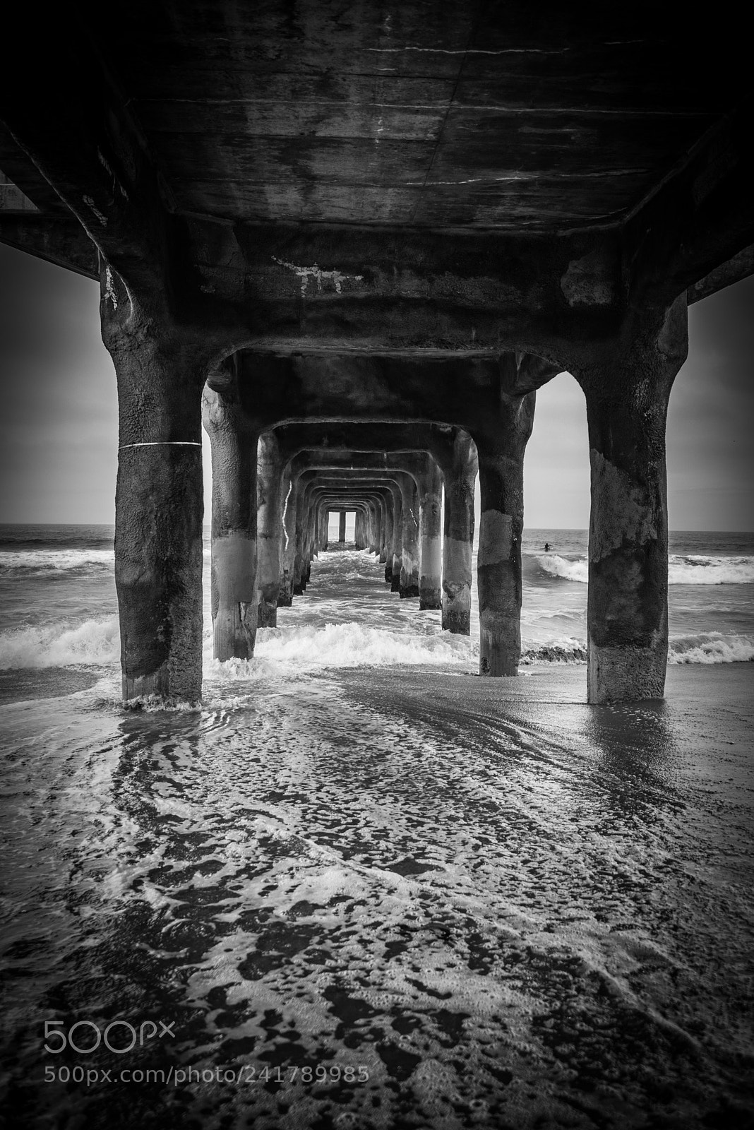 Nikon D800 sample photo. Manhattan beach b+w photography