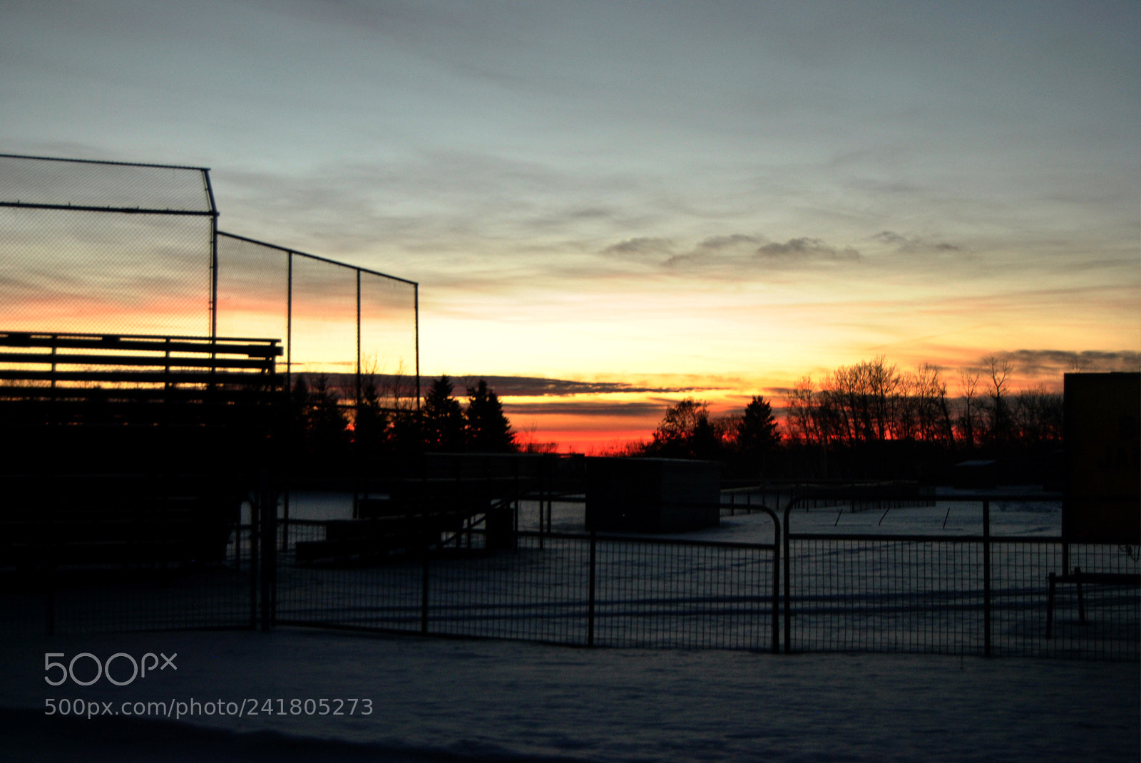 Nikon D3000 sample photo. Sunset over baseball field photography