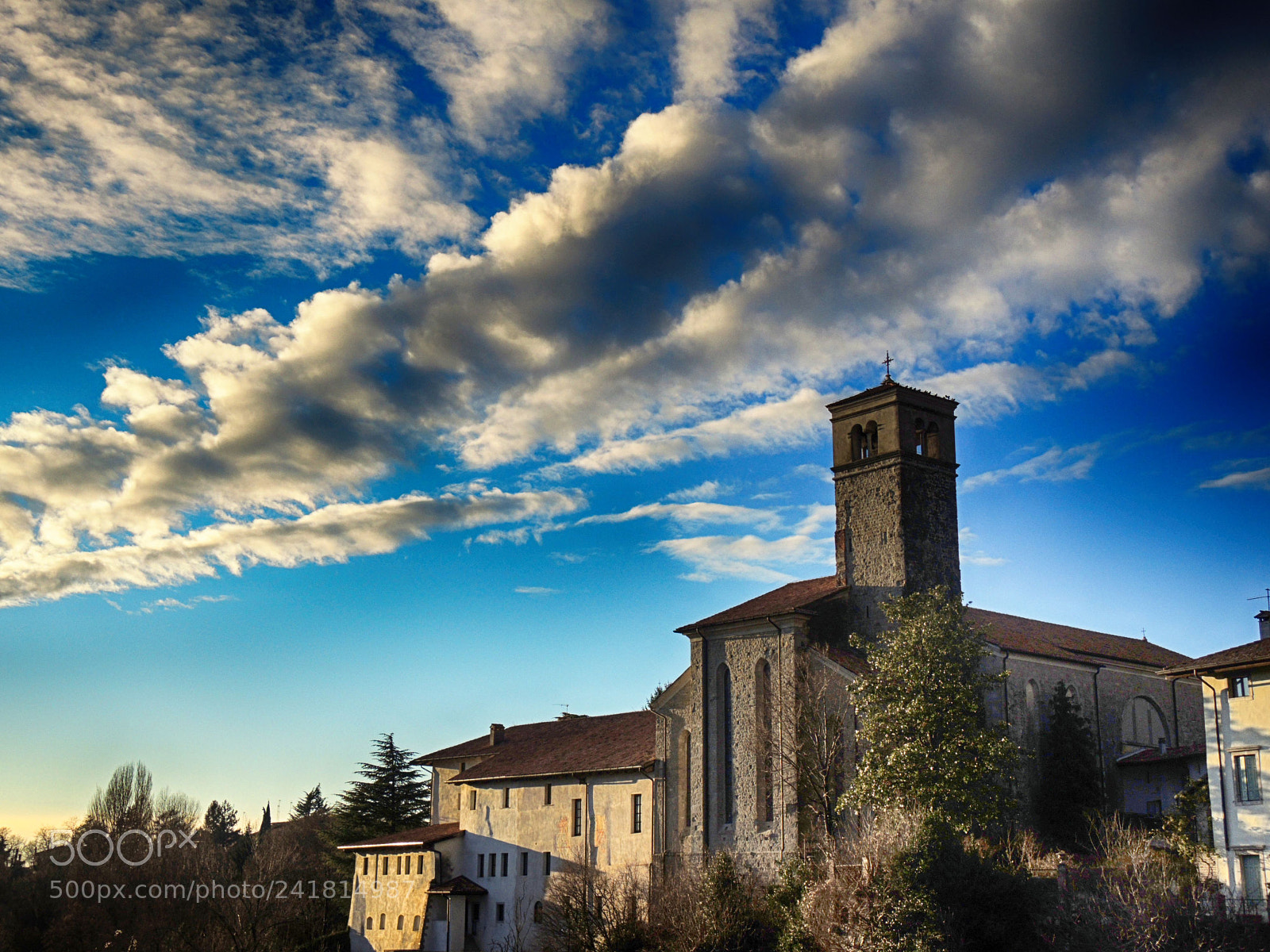 Nikon Coolpix P7700 sample photo. Church and clouds photography