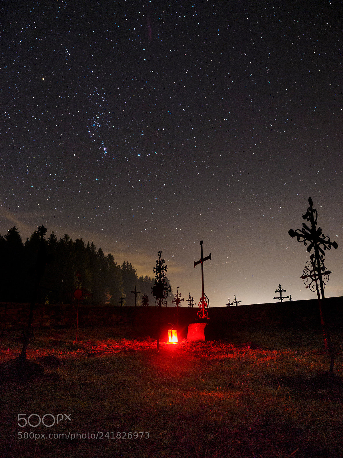 Olympus OM-D E-M1 sample photo. Cemetery under stars photography