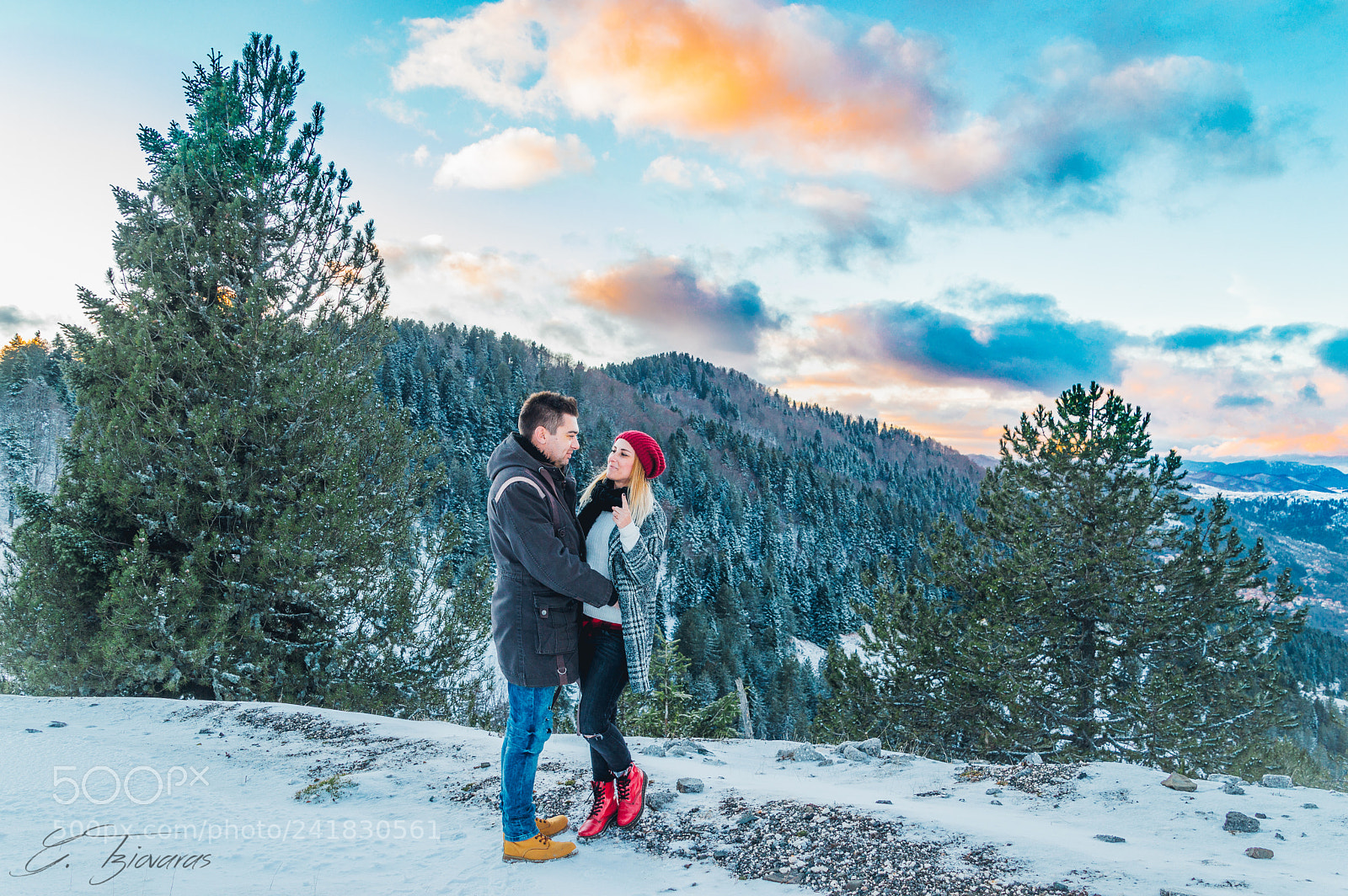 Nikon D3200 sample photo. Sunset snow, anilio, epirus photography