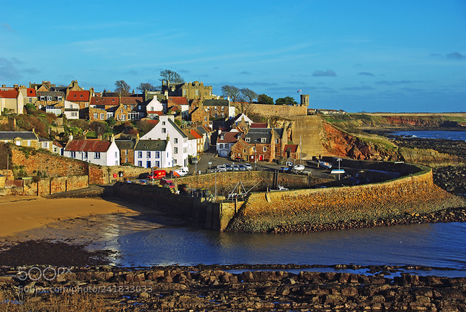 Pentax K200D sample photo. Crail harbour photography