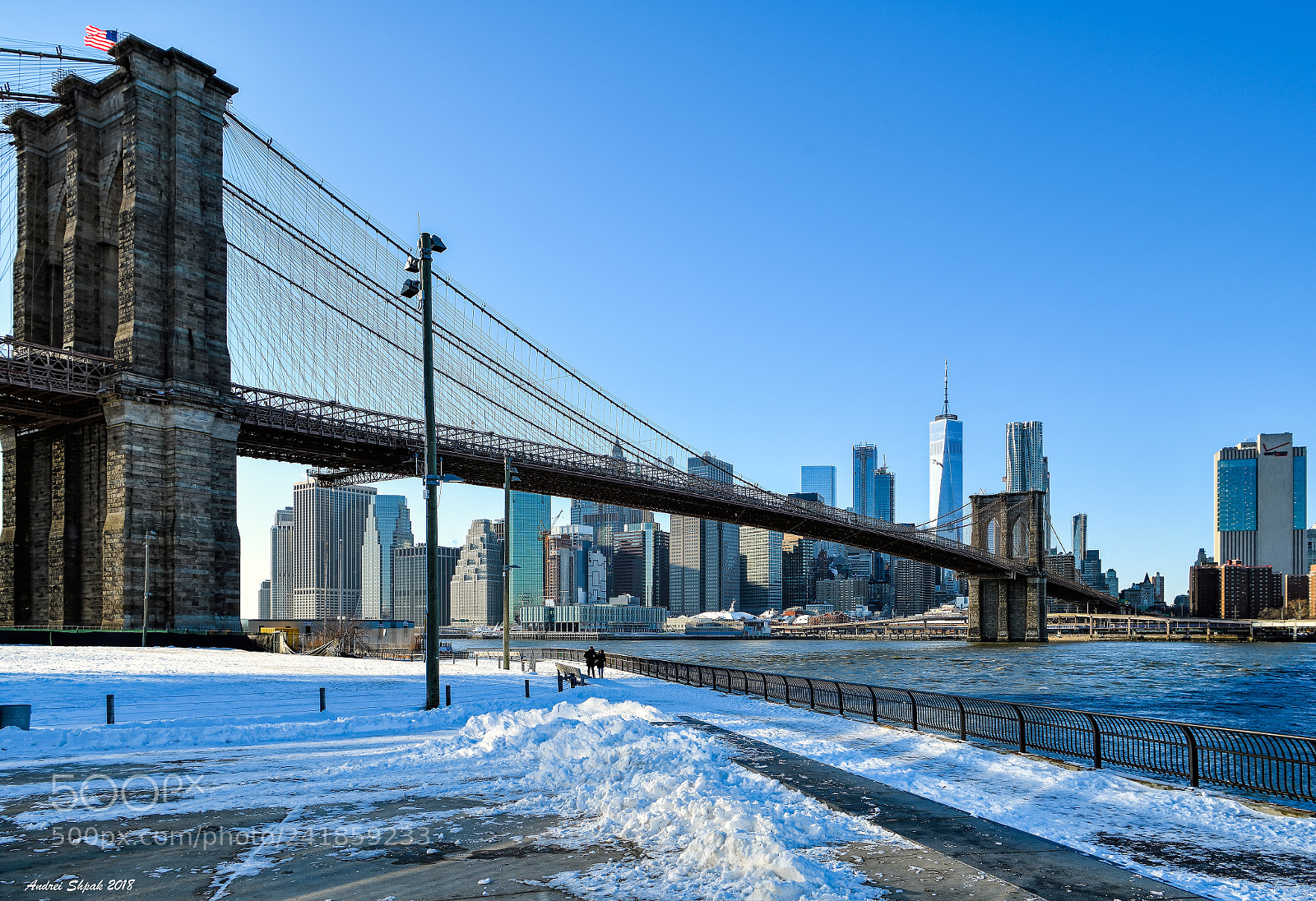 Nikon D850 sample photo. Brooklyn bridge. rare snow photography