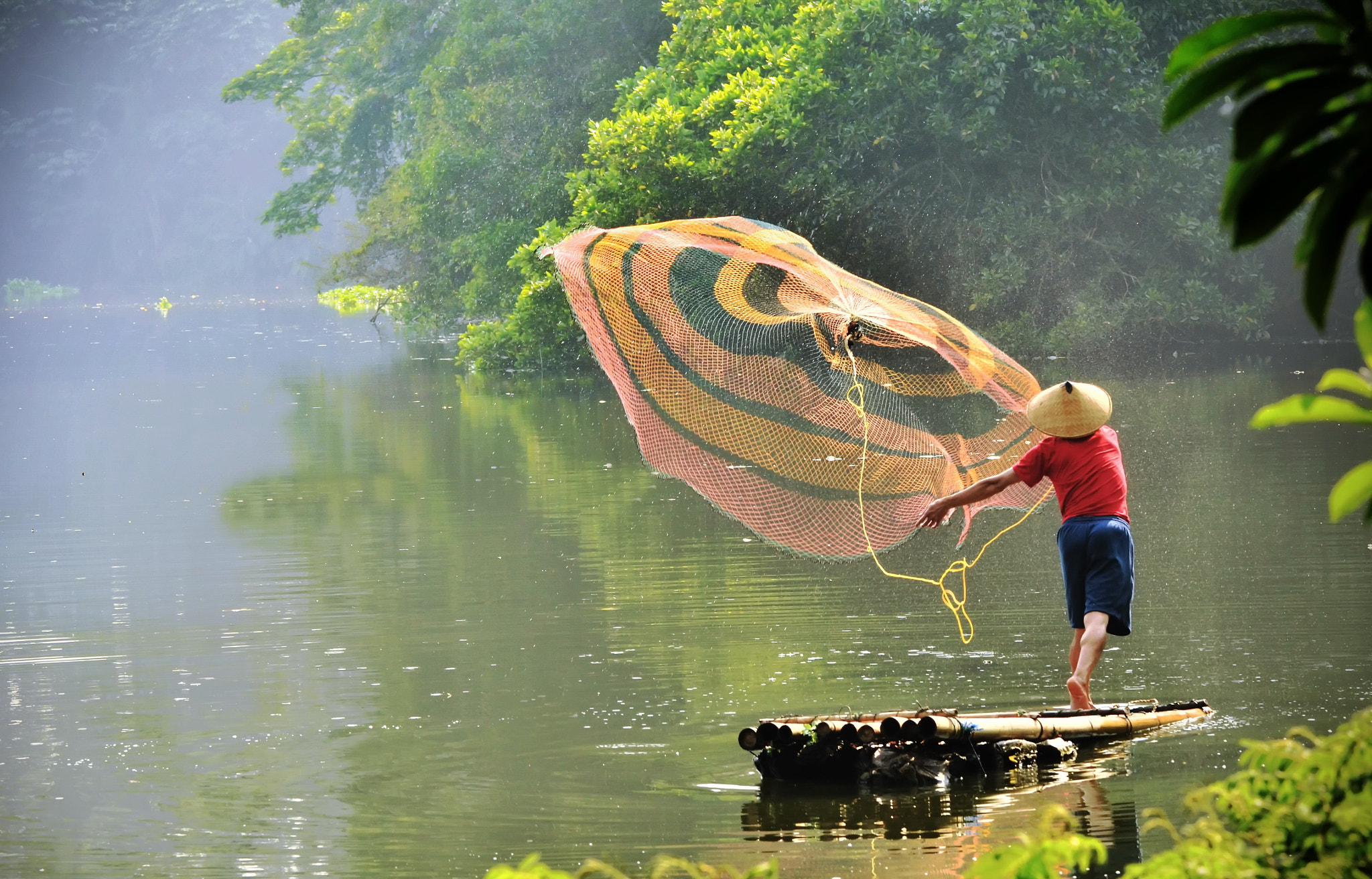 Sigma 70-200mm F2.8 EX DG OS HSM sample photo. Fisherman in the lake photography