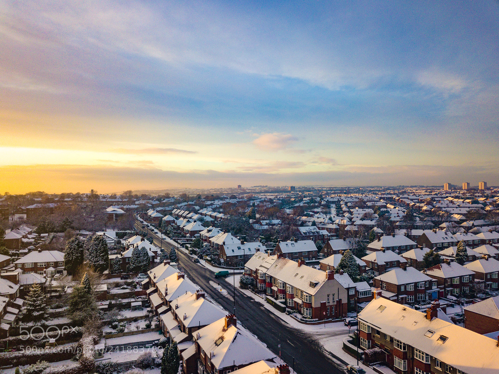 DJI FC220 sample photo. Snowy houses on a photography