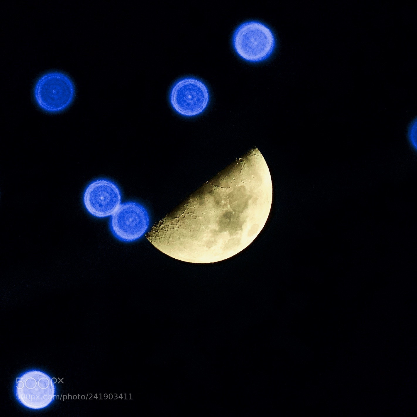 Sony a6500 sample photo. Moon and artificial lights photography