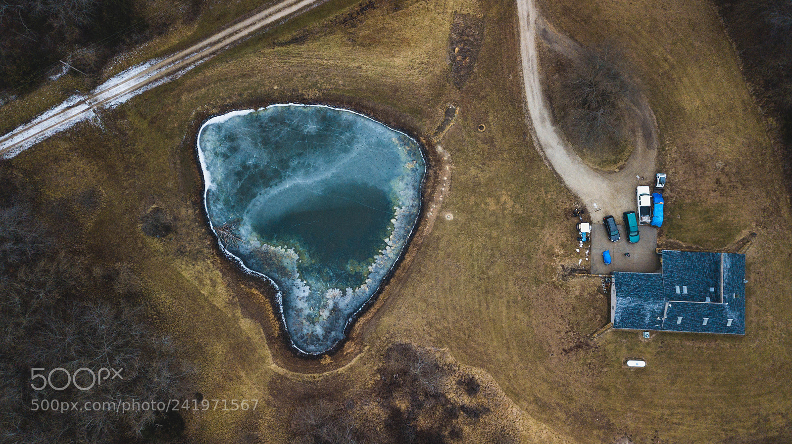 DJI FC220 sample photo. Dad's winter pond photography