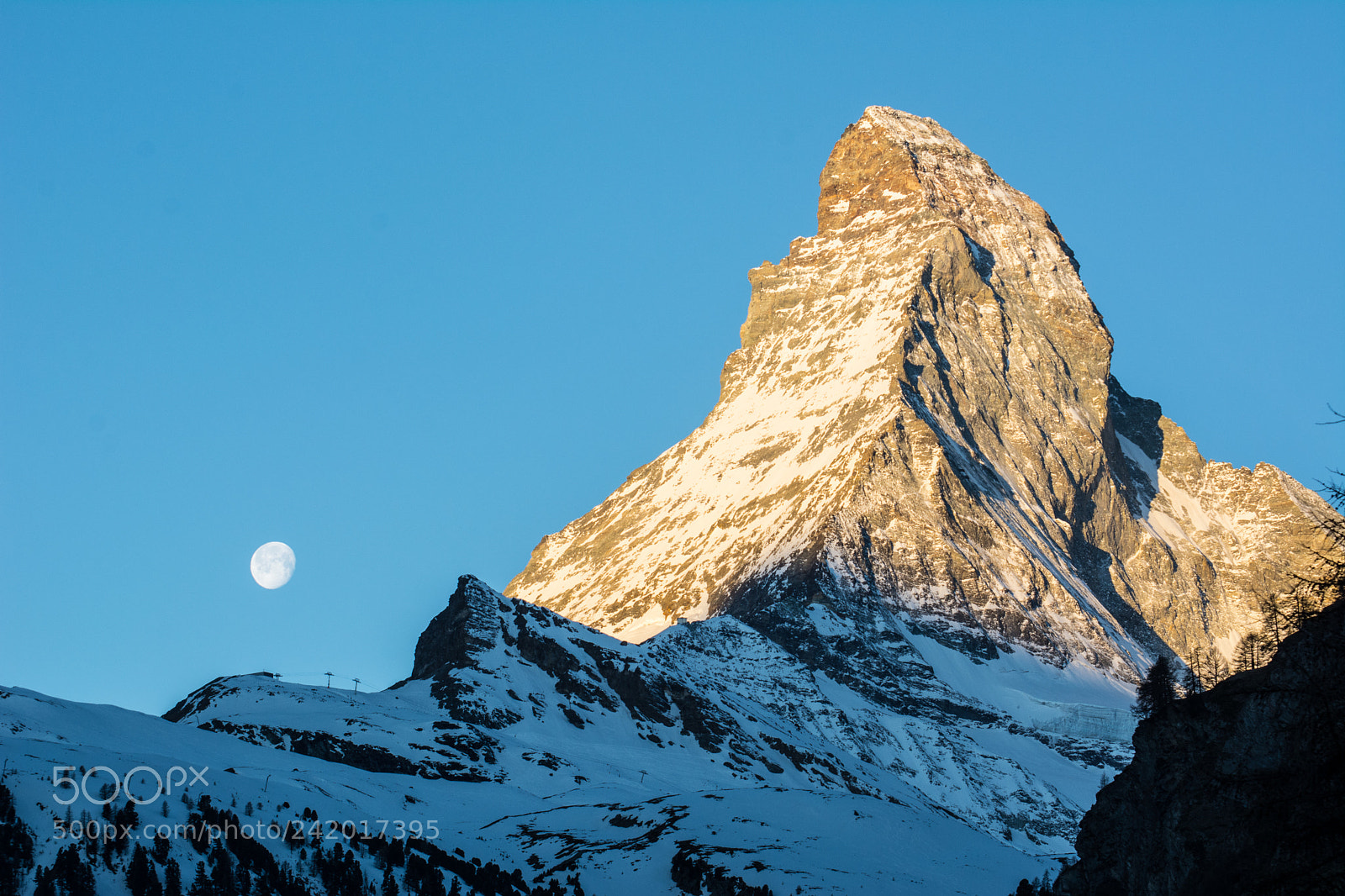 Nikon D7100 sample photo. Matterhorn with the moon photography