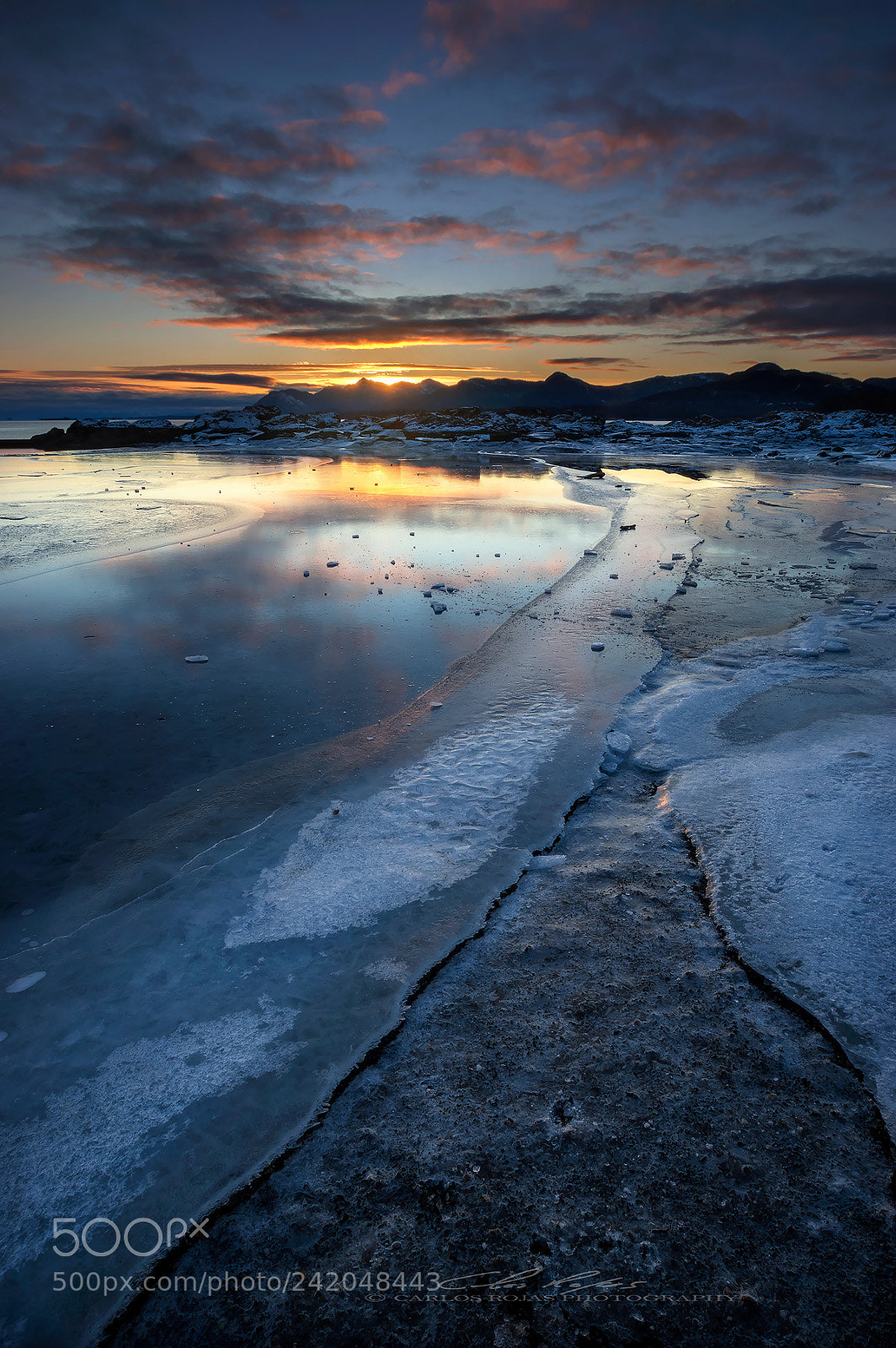 Pentax K-3 sample photo. Icy sunset photography