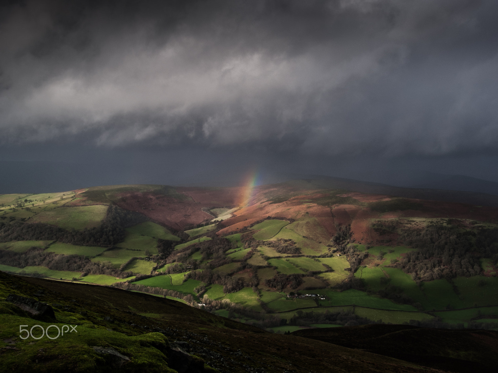 Olympus E-1 sample photo. Rainbow over sugar loaf, uk. photography