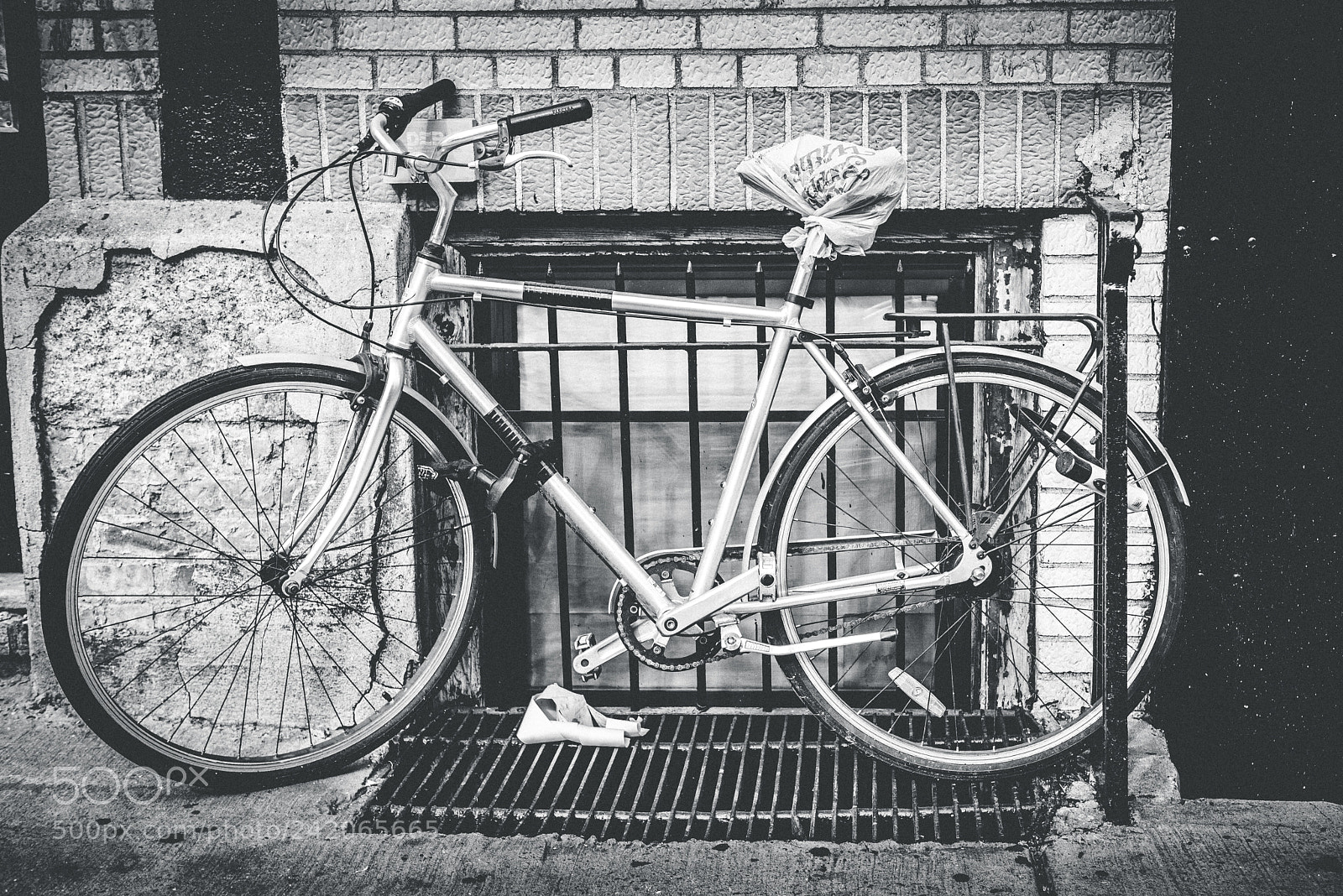 Nikon D810 sample photo. Lonely delivery bike photography
