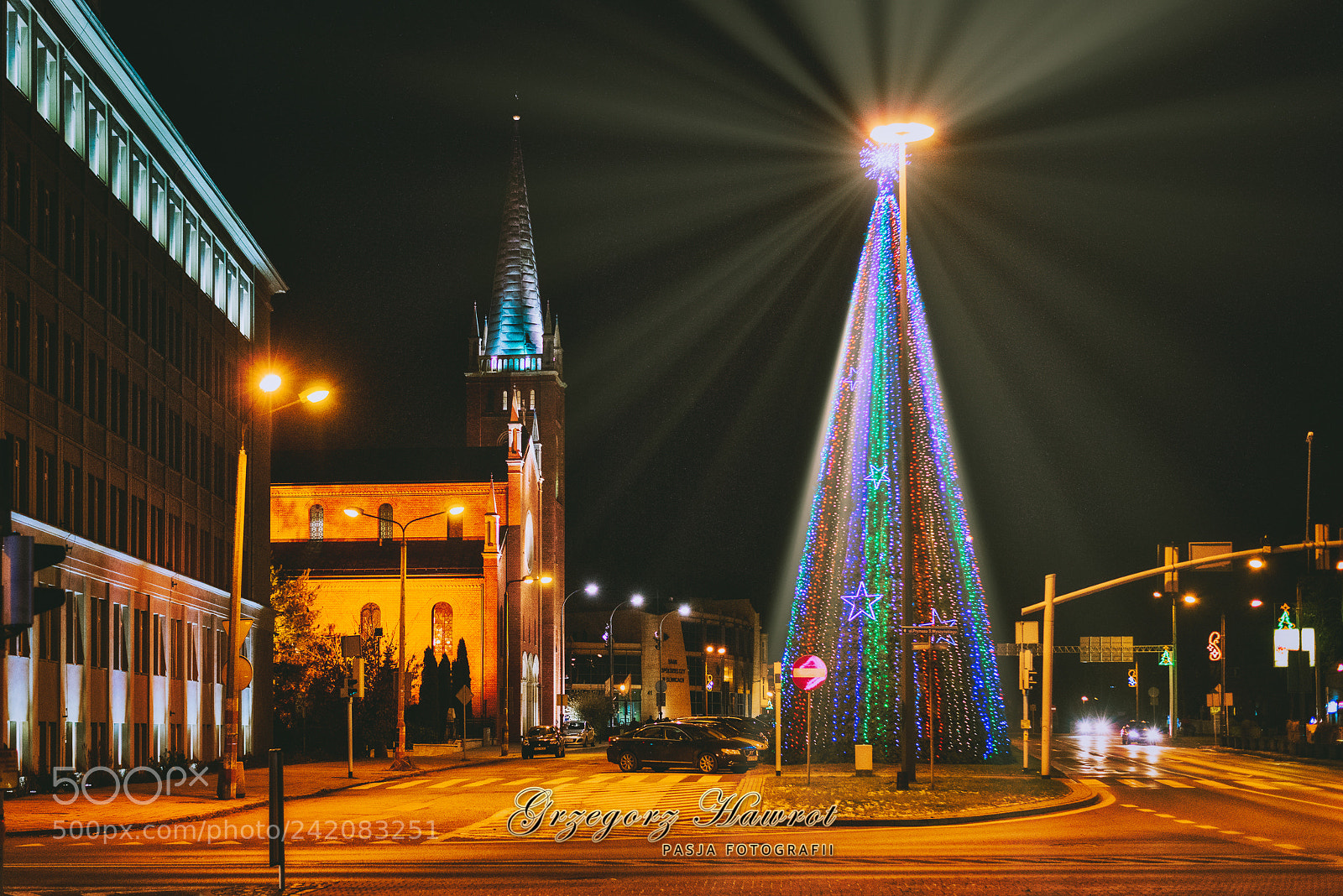 Nikon D800 sample photo. Choinka przy dworcowej noc photography