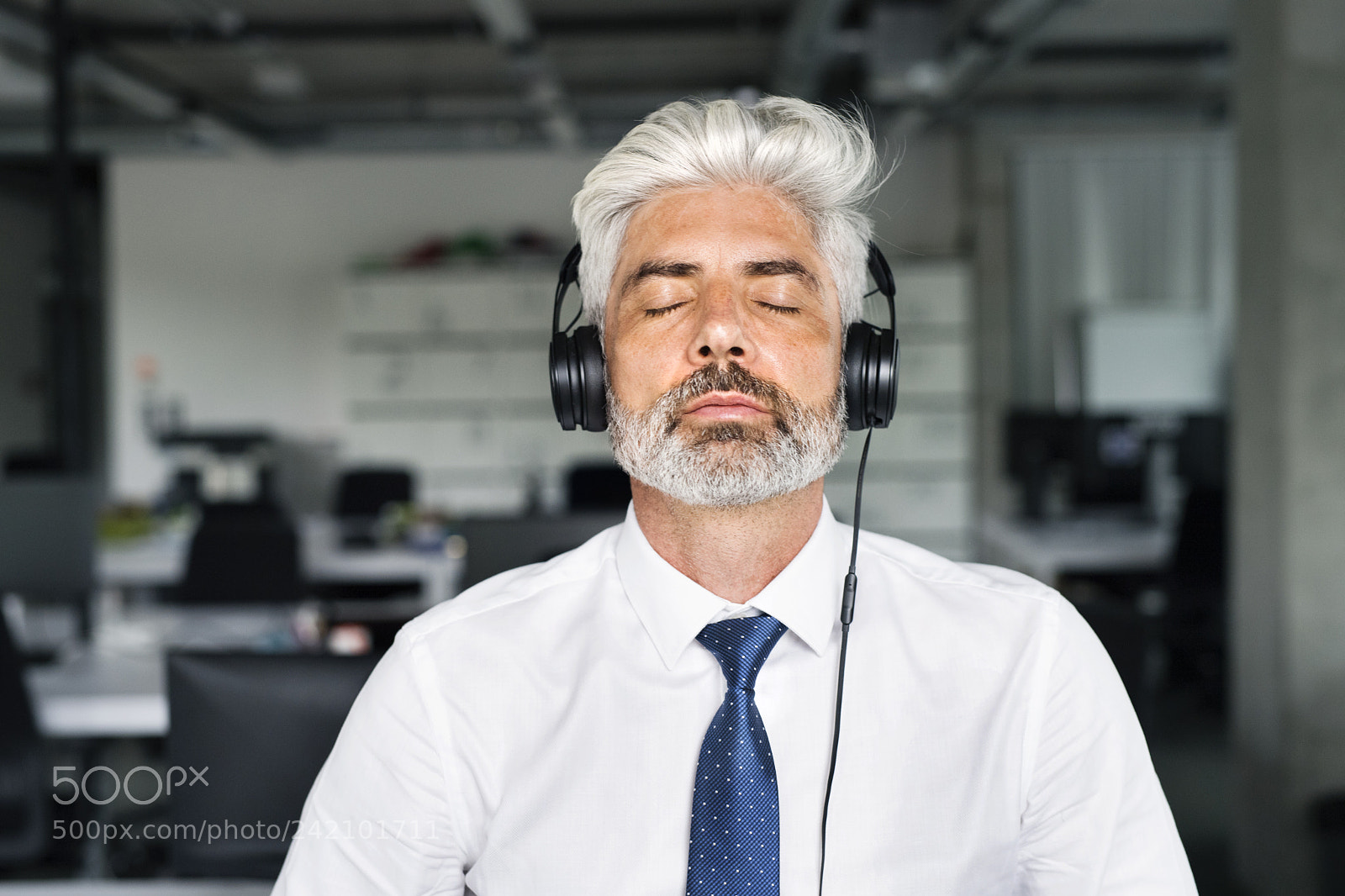 Nikon D5 sample photo. Mature businessman with headphones photography