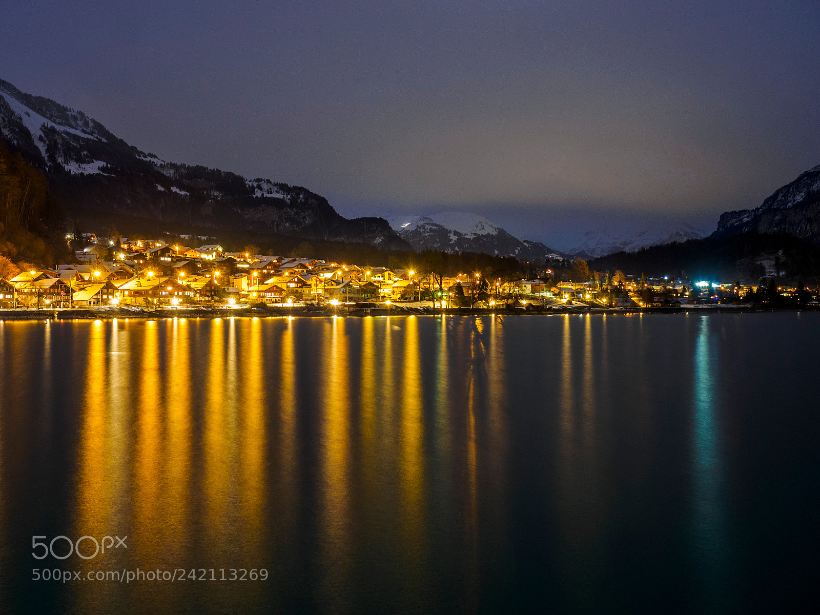 Olympus OM-D E-M1 sample photo. Brienz at night photography