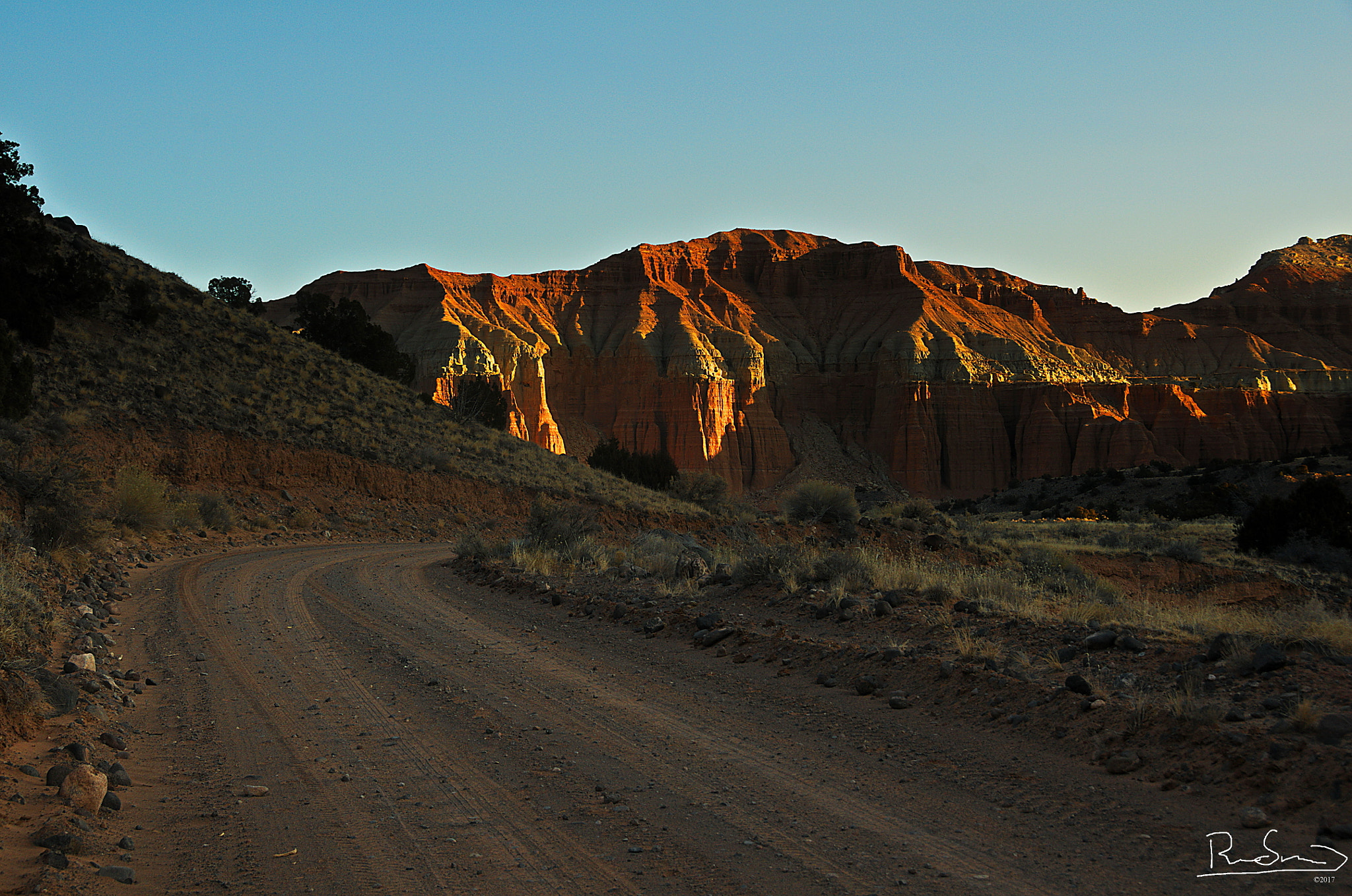 Nikon D300S sample photo. Sunrise on cathedral valley road photography