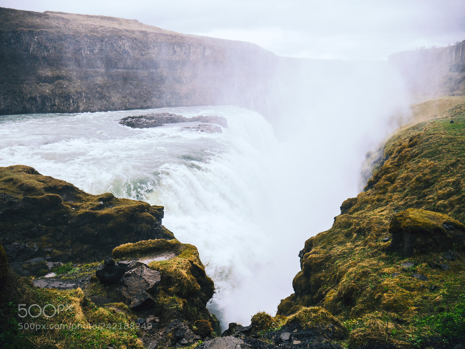 Panasonic Lumix DMC-G7 sample photo. Gullfoss waterfall between rocks photography