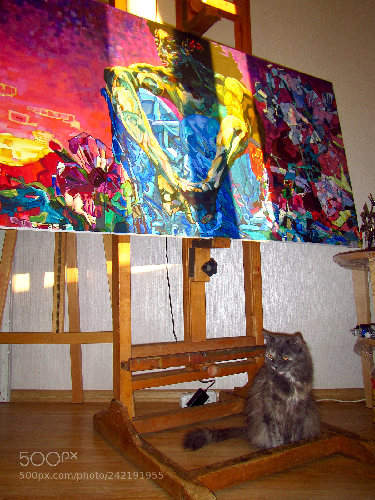 Canon PowerShot D30 sample photo. Vintage easel, studio cat photography