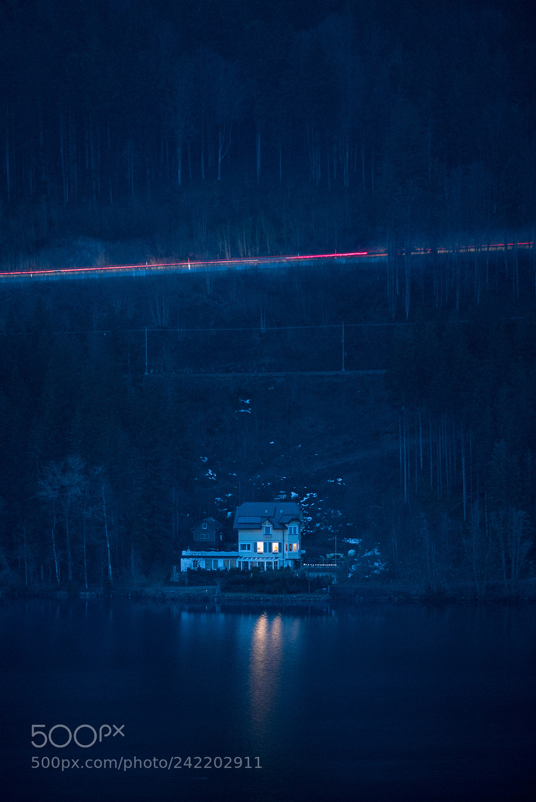 Sony a7S II sample photo. Night monochrome on titisee photography