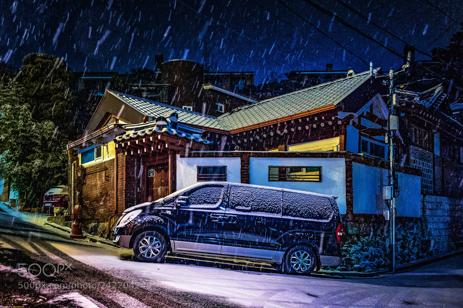 Nikon D4 sample photo. Snow midnight in seoul photography