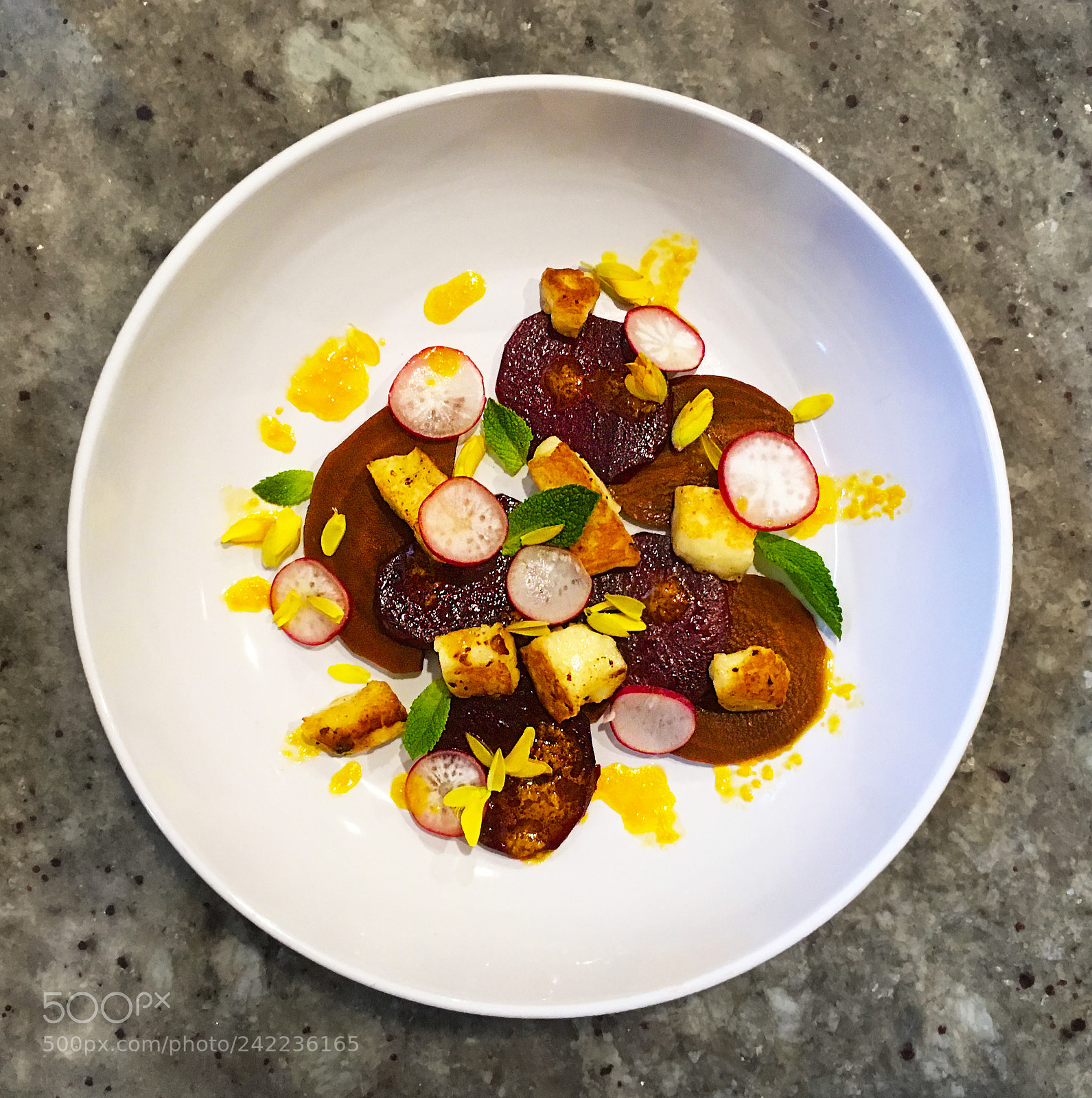 Apple iPhone SE sample photo. Halloumi beetroot salad photography